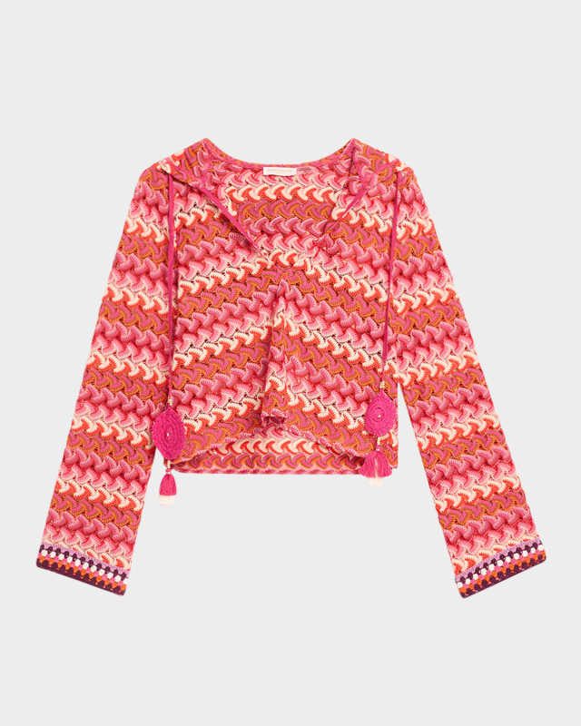 Cline Chevron Knit Hooded Crop Top